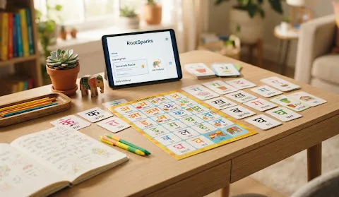 Colourful Hindi alphabet charts and flashcards